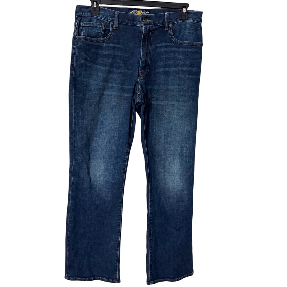 Lucky Brand Mens 34x30 181 Relaxed Straight Jeans Blue Medium Wash Denim